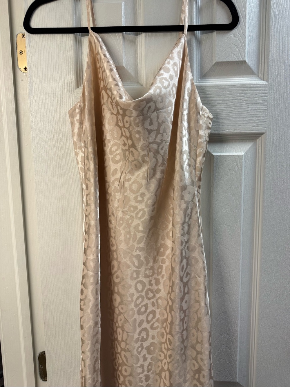 Elegant Strapless Cream Leopard-Jacquard Slip Dress